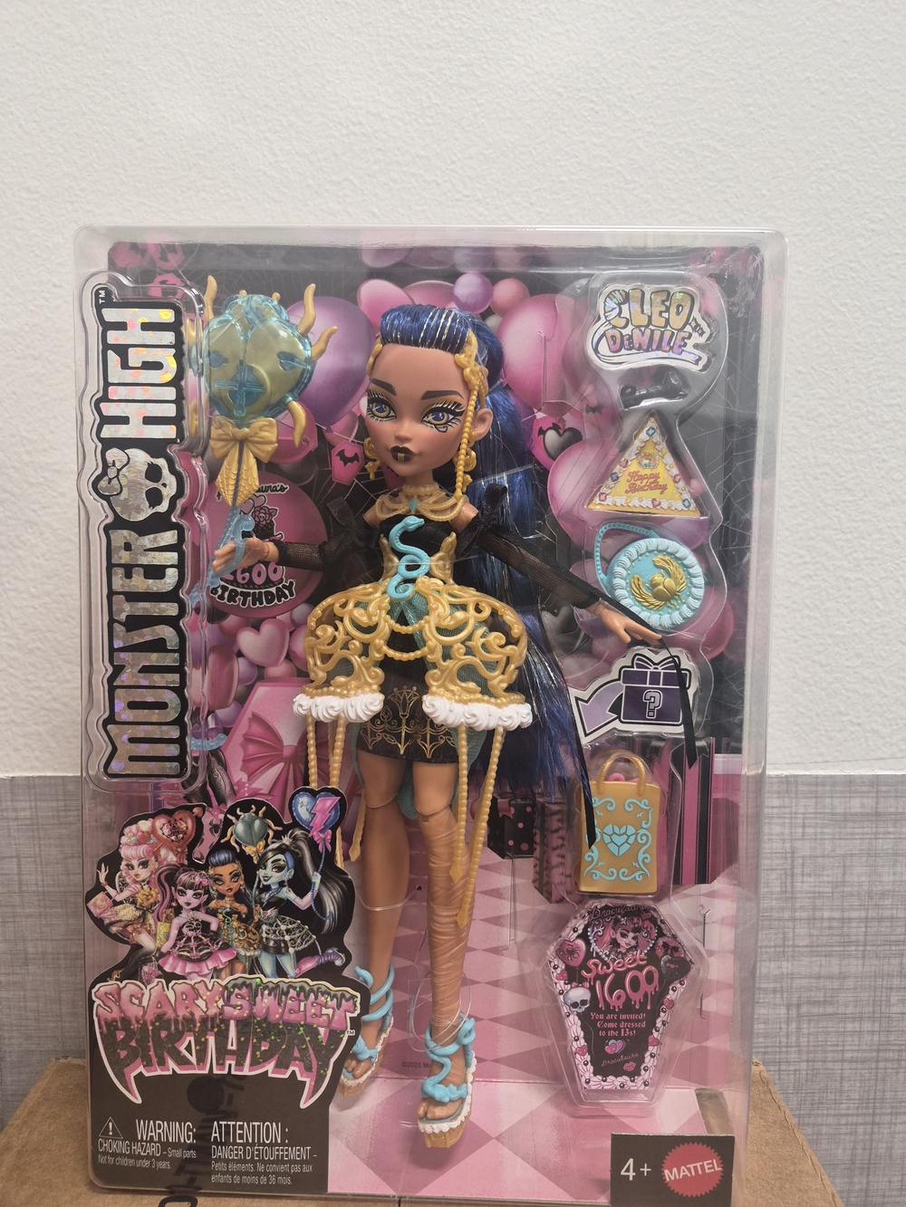 Monster High Cleo DeNile Scary Sweet Birthday Doll - Blue & Gold. New.